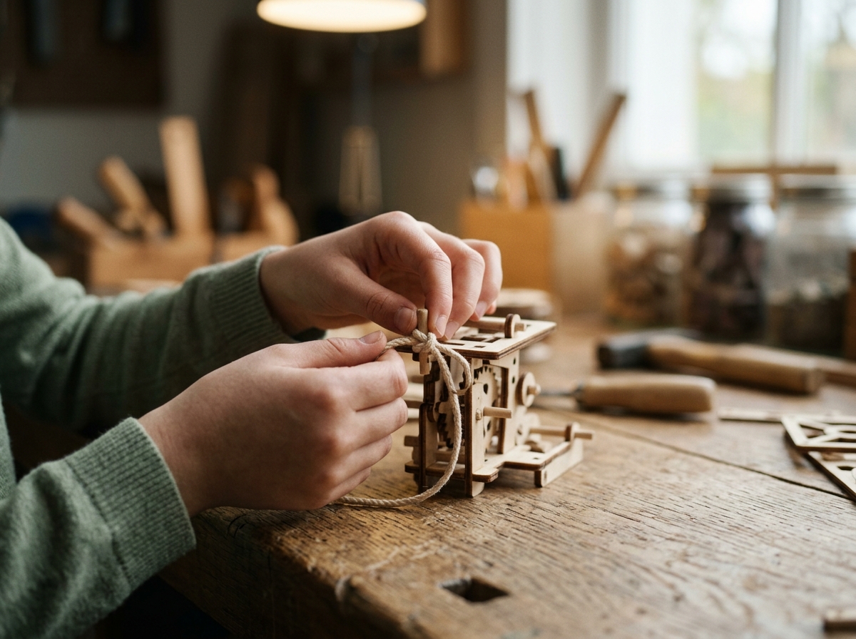 A young person's hands at work on a hands-on skill project